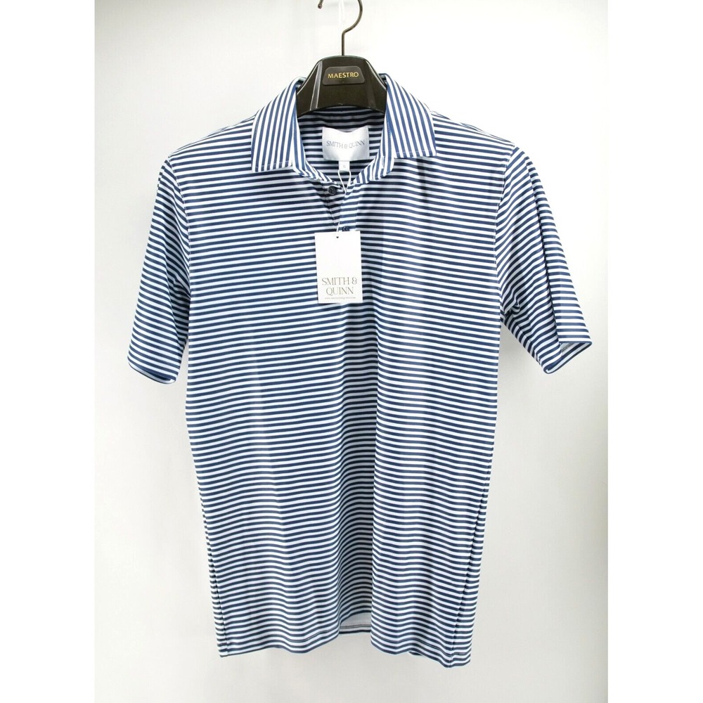 Smith & Quinn‎ Golf Polo Shirt Mens Small Striped Pattern White Blue New